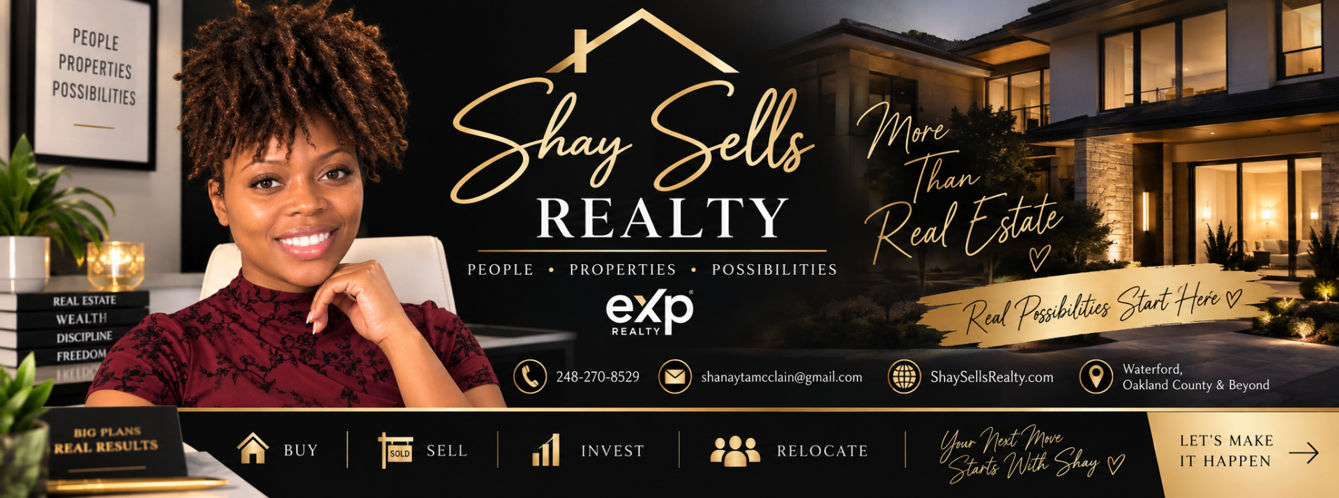 Shay Sells Realty — More Than Real Estate. ShaNayta (Shay) McClain, eXp Realty, Waterford, Michigan. Buy, sell, invest, relocate.