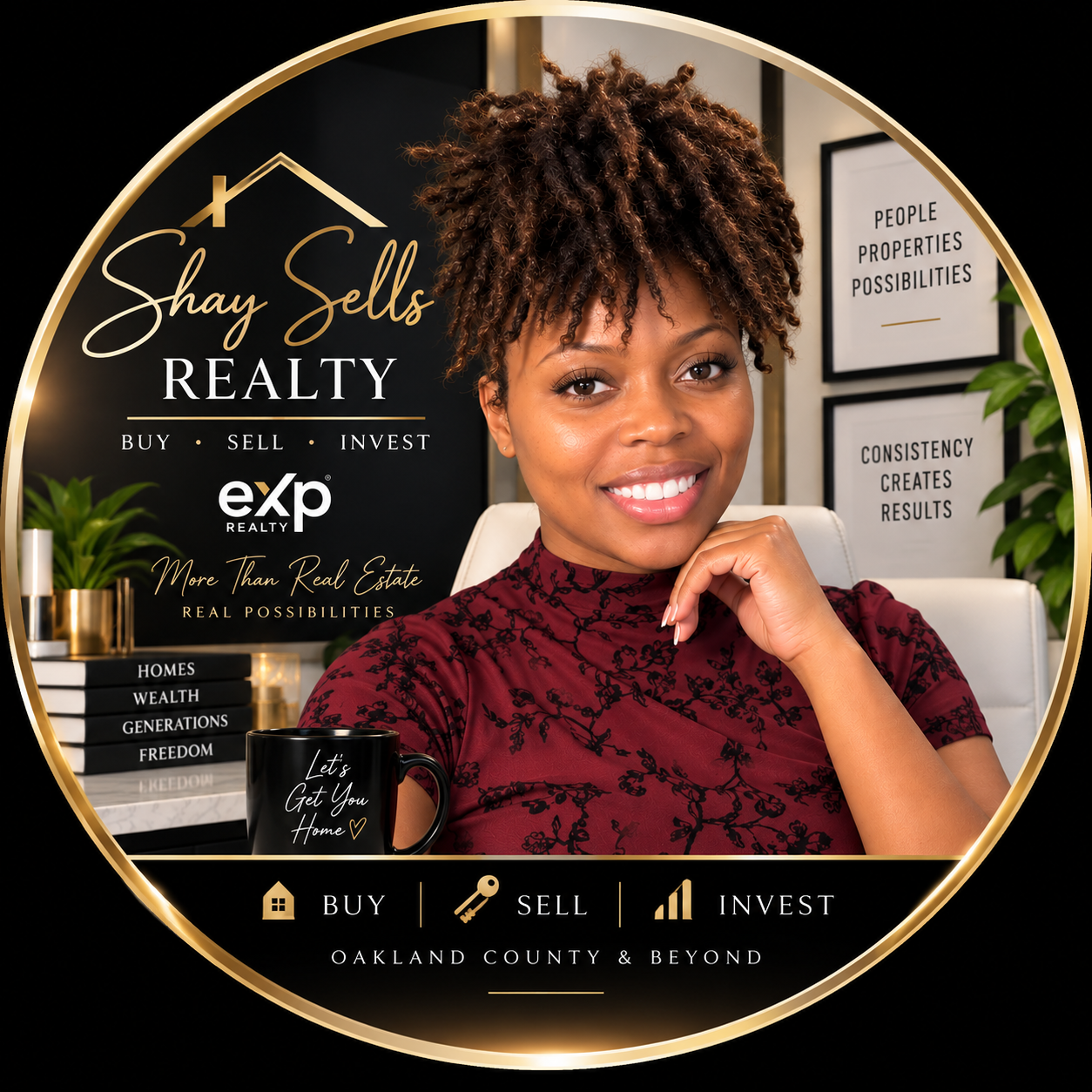 Shay Sells Realty logo with ShaNayta (Shay) McClain, eXp Realty, serving Oakland County and beyond